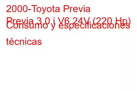 2000-Toyota Previa
Previa 3.0 i V6 24V (220 Hp) Consumo y especificaciones técnicas