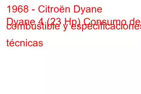 1968 - Citroën Dyane
Dyane 4 (23 Hp) Consumo de combustible y especificaciones técnicas