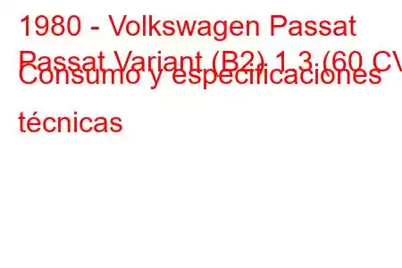 1980 - Volkswagen Passat
Passat Variant (B2) 1.3 (60 CV) Consumo y especificaciones técnicas