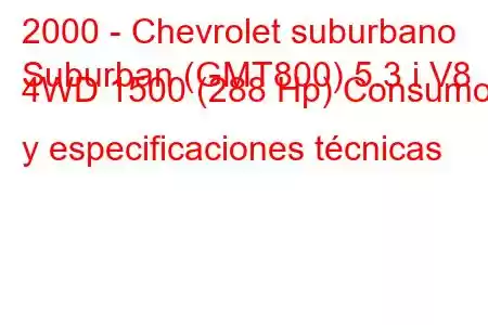 2000 - Chevrolet suburbano
Suburban (GMT800) 5.3 i V8 4WD 1500 (288 Hp) Consumo y especificaciones técnicas