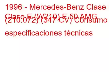 1996 - Mercedes-Benz Clase E
Clase E (W210) E 50 AMG (210.072) (347 CV) Consumo y especificaciones técnicas