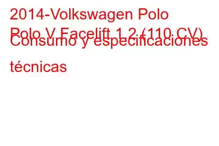 2014-Volkswagen Polo
Polo V Facelift 1.2 (110 CV) Consumo y especificaciones técnicas