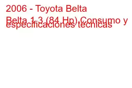 2006 - Toyota Belta
Belta 1.3 (84 Hp) Consumo y especificaciones técnicas