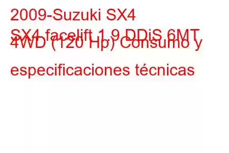 2009-Suzuki SX4
SX4 facelift 1.9 DDiS 6MT 4WD (120 Hp) Consumo y especificaciones técnicas