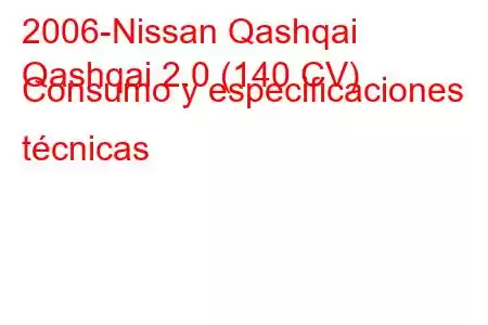 2006-Nissan Qashqai
Qashqai 2.0 (140 CV) Consumo y especificaciones técnicas