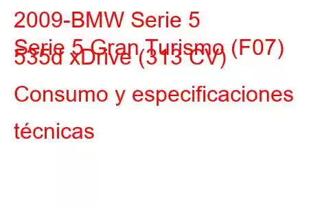 2009-BMW Serie 5
Serie 5 Gran Turismo (F07) 535d xDrive (313 CV) Consumo y especificaciones técnicas