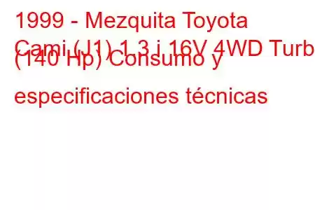 1999 - Mezquita Toyota
Cami (J1) 1.3 i 16V 4WD Turbo (140 Hp) Consumo y especificaciones técnicas