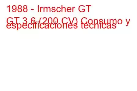 1988 - Irmscher GT
GT 3.6 (200 CV) Consumo y especificaciones técnicas