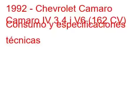 1992 - Chevrolet Camaro
Camaro IV 3.4 i V6 (162 CV) Consumo y especificaciones técnicas