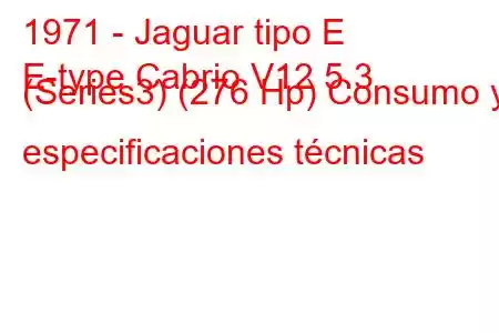 1971 - Jaguar tipo E
E-type Cabrio V12 5.3 (Series3) (276 Hp) Consumo y especificaciones técnicas