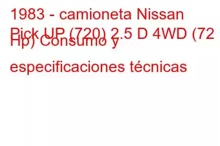 1983 - camioneta Nissan
Pick UP (720) 2.5 D 4WD (72 Hp) Consumo y especificaciones técnicas