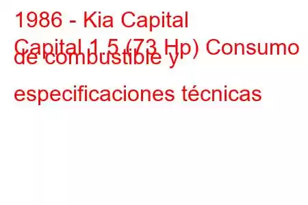 1986 - Kia Capital
Capital 1.5 (73 Hp) Consumo de combustible y especificaciones técnicas