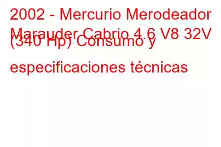 2002 - Mercurio Merodeador
Marauder Cabrio 4.6 V8 32V (340 Hp) Consumo y especificaciones técnicas