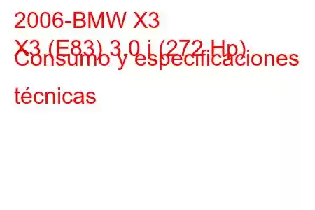 2006-BMW X3
X3 (E83) 3.0 i (272 Hp) Consumo y especificaciones técnicas