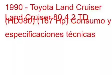 1990 - Toyota Land Cruiser
Land Cruiser 80 4.2 TD (HDJ80) (167 Hp) Consumo y especificaciones técnicas