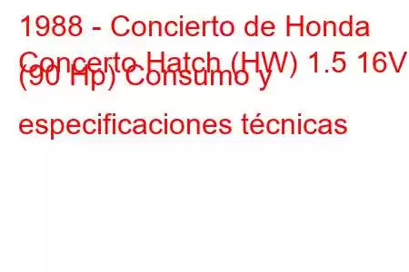 1988 - Concierto de Honda
Concerto Hatch (HW) 1.5 16V (90 Hp) Consumo y especificaciones técnicas