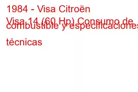 1984 - Visa Citroën
Visa 14 (60 Hp) Consumo de combustible y especificaciones técnicas