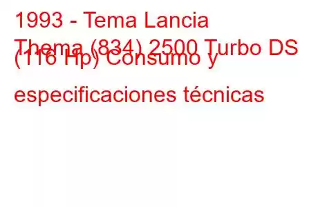 1993 - Tema Lancia
Thema (834) 2500 Turbo DS (116 Hp) Consumo y especificaciones técnicas