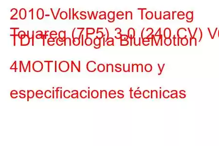 2010-Volkswagen Touareg
Touareg (7P5) 3.0 (240 CV) V6 TDI Tecnología BlueMotion 4MOTION Consumo y especificaciones técnicas