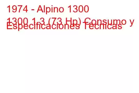 1974 - Alpino 1300
1300 1.3 (73 Hp) Consumo y Especificaciones Técnicas