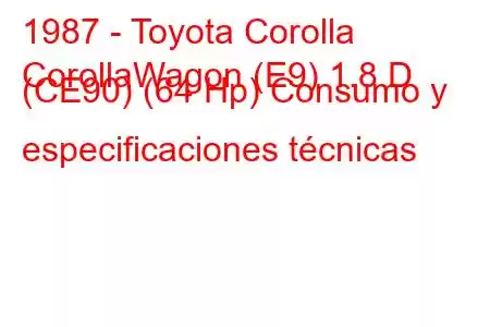 1987 - Toyota Corolla
CorollaWagon (E9) 1.8 D (CE90) (64 Hp) Consumo y especificaciones técnicas