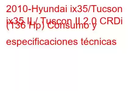 2010-Hyundai ix35/Tucson
ix35 II / Tuscon II 2.0 CRDi (136 Hp) Consumo y especificaciones técnicas