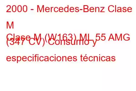 2000 - Mercedes-Benz Clase M
Clase M (W163) ML 55 AMG (347 CV) Consumo y especificaciones técnicas