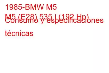 1985-BMW M5
M5 (E28) 535 i (192 Hp) Consumo y especificaciones técnicas