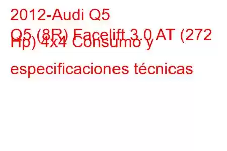 2012-Audi Q5
Q5 (8R) Facelift 3.0 AT (272 Hp) 4x4 Consumo y especificaciones técnicas