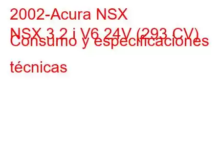 2002-Acura NSX
NSX 3.2 i V6 24V (293 CV) Consumo y especificaciones técnicas