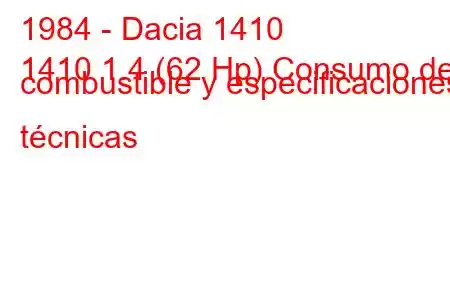 1984 - Dacia 1410
1410 1.4 (62 Hp) Consumo de combustible y especificaciones técnicas