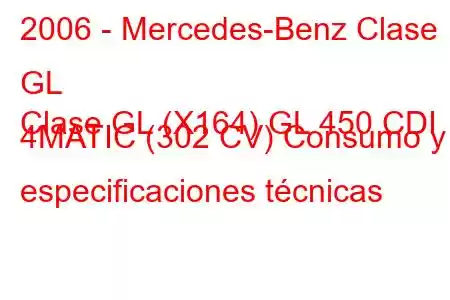 2006 - Mercedes-Benz Clase GL
Clase GL (X164) GL 450 CDI 4MATIC (302 CV) Consumo y especificaciones técnicas