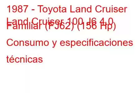 1987 - Toyota Land Cruiser
Land Cruiser 100 J6 4.0 Familiar (FJ62) (156 Hp) Consumo y especificaciones técnicas