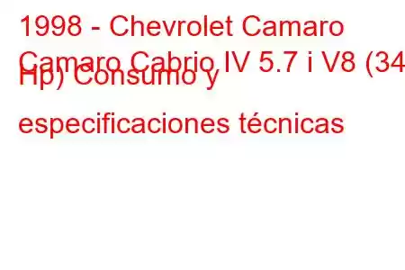 1998 - Chevrolet Camaro
Camaro Cabrio IV 5.7 i V8 (344 Hp) Consumo y especificaciones técnicas