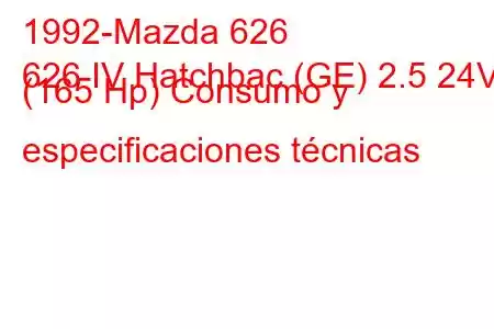 1992-Mazda 626
626 IV Hatchbac (GE) 2.5 24V (165 Hp) Consumo y especificaciones técnicas