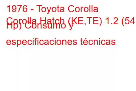 1976 - Toyota Corolla
Corolla Hatch (KE,TE) 1.2 (54 Hp) Consumo y especificaciones técnicas