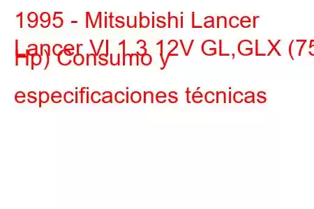 1995 - Mitsubishi Lancer
Lancer VI 1.3 12V GL,GLX (75 Hp) Consumo y especificaciones técnicas