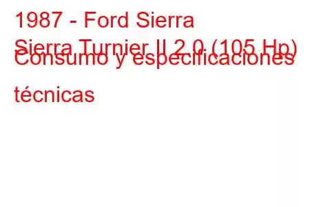 1987 - Ford Sierra
Sierra Turnier II 2.0 (105 Hp) Consumo y especificaciones técnicas