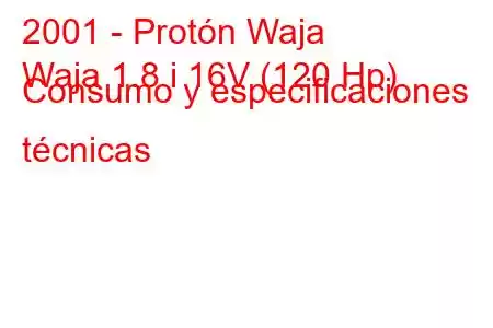 2001 - Protón Waja
Waja 1.8 i 16V (120 Hp) Consumo y especificaciones técnicas