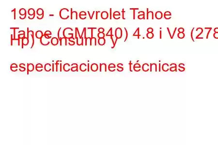 1999 - Chevrolet Tahoe
Tahoe (GMT840) 4.8 i V8 (278 Hp) Consumo y especificaciones técnicas