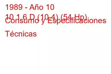 1989 - Año 10
10 1.6 D (10.4) (54 Hp) Consumo y Especificaciones Técnicas