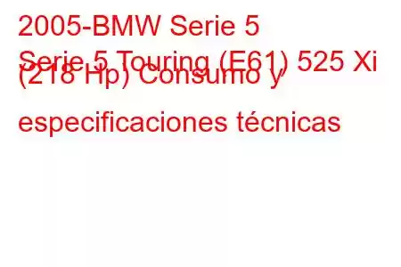 2005-BMW Serie 5
Serie 5 Touring (E61) 525 Xi (218 Hp) Consumo y especificaciones técnicas