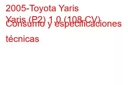 2005-Toyota Yaris
Yaris (P2) 1.0 (108 CV) Consumo y especificaciones técnicas