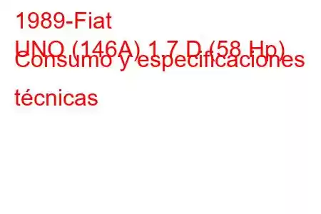 1989-Fiat
UNO (146A) 1.7 D (58 Hp) Consumo y especificaciones técnicas