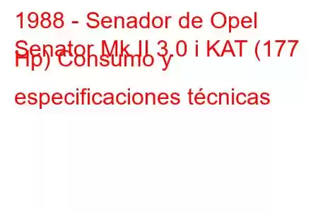 1988 - Senador de Opel
Senator Mk II 3.0 i KAT (177 Hp) Consumo y especificaciones técnicas