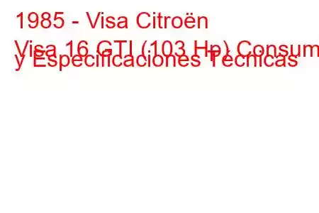 1985 - Visa Citroën
Visa 16 GTI (103 Hp) Consumo y Especificaciones Técnicas