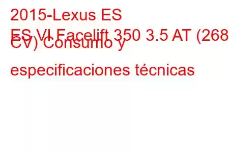 2015-Lexus ES
ES VI Facelift 350 3.5 AT (268 CV) Consumo y especificaciones técnicas