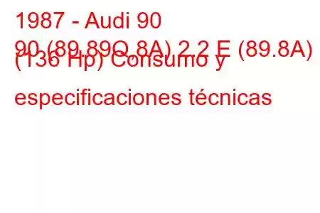 1987 - Audi 90
90 (89.89Q,8A) 2.2 E (89.8A) (136 Hp) Consumo y especificaciones técnicas