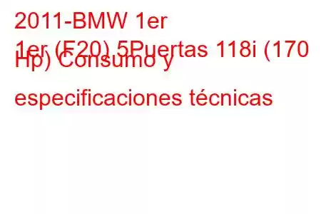 2011-BMW 1er
1er (F20) 5Puertas 118i (170 Hp) Consumo y especificaciones técnicas