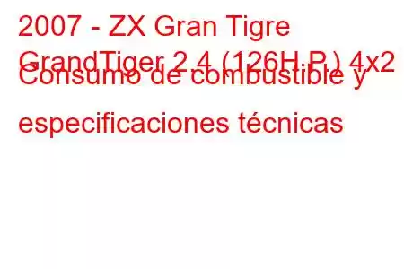 2007 - ZX Gran Tigre
GrandTiger 2.4 (126H.P.) 4x2 Consumo de combustible y especificaciones técnicas